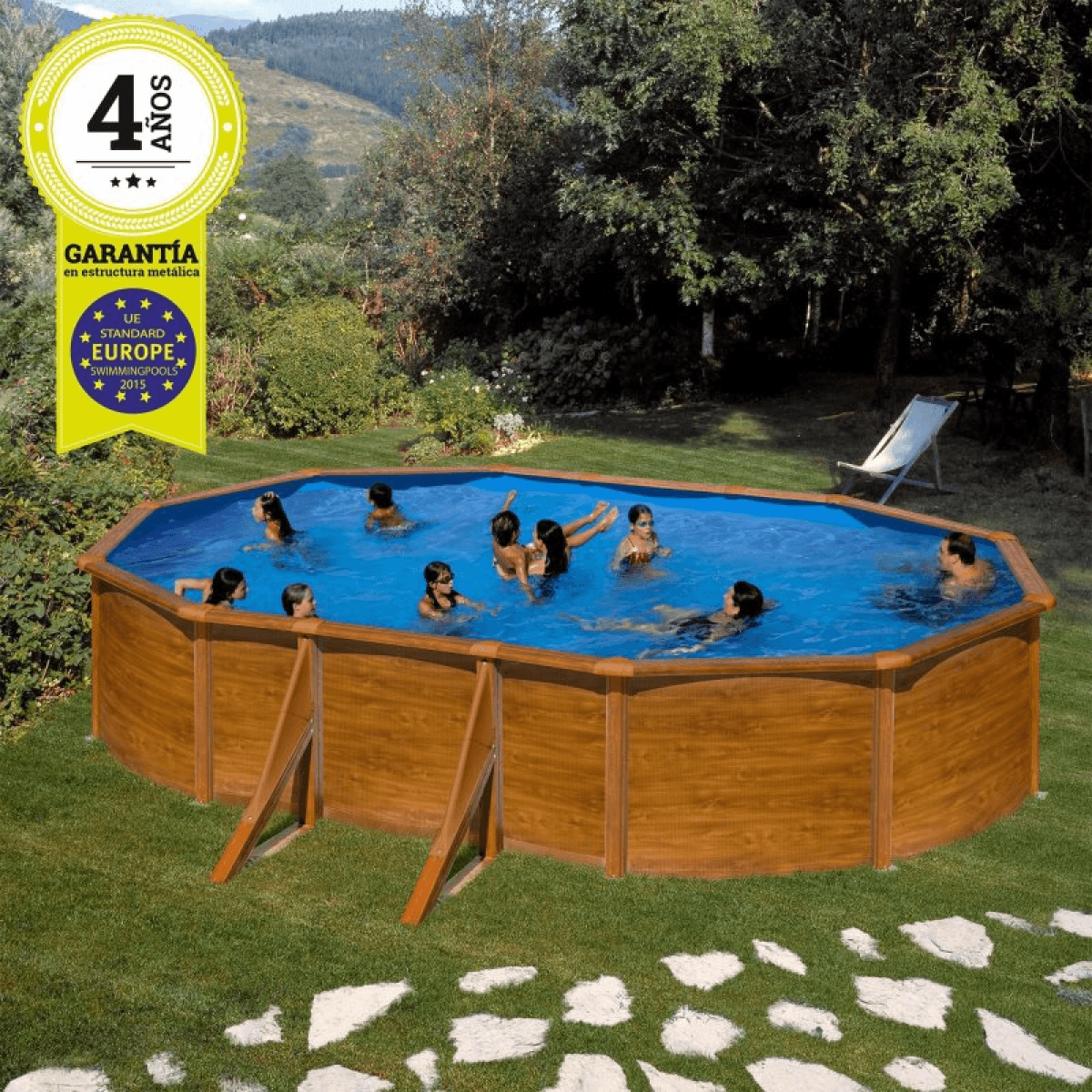 Gre Piscina de Superfície Imitação Madeira 500x300x120cm