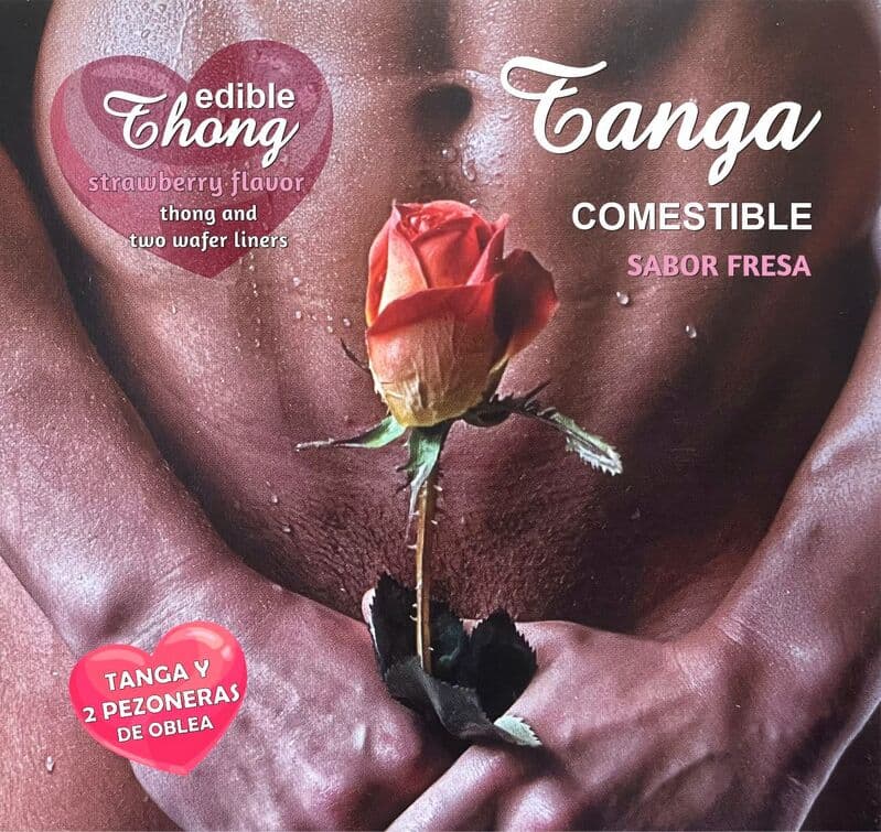 Hotflowers Tanga Masculina com 2 Bicos Wafer de Morango 1 Conjunto