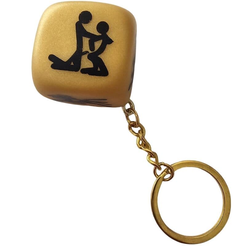 Diablo Picante Chaveiro Dado Dourado com Poses