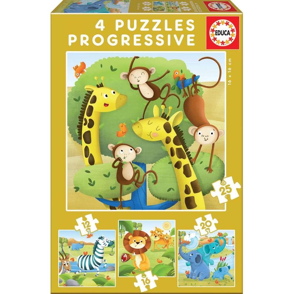Educa Puzzle Progressivo 12-16-20-25 Peças - Animais Selvagens - 17147