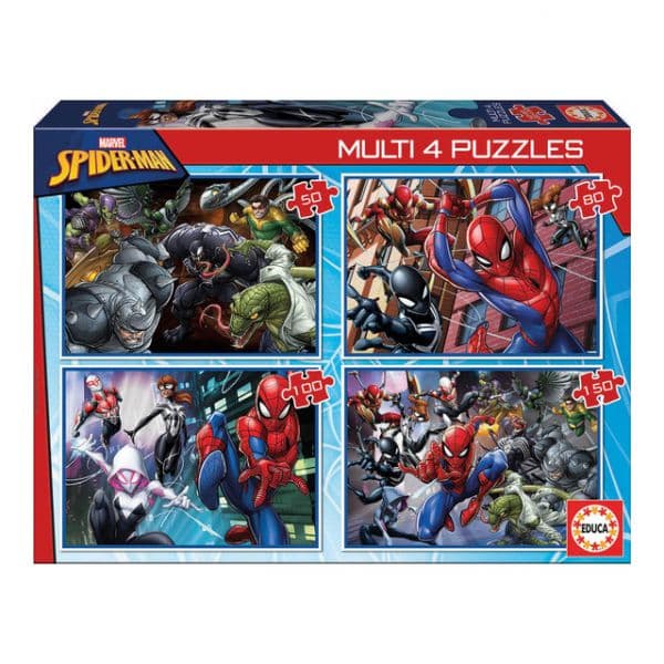 Educa Borrás Multi 4 Puzzles 50-80-100-150 Peças Ultimate Spider-Man
