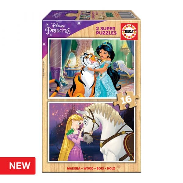 Educa 2X Super Puzzle 16 Peças Madeira Disney Princess - ED18875