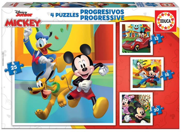 Educa Puzzle Progressivo 12-16-20-25 Peças Mickey & Friends - ED19294