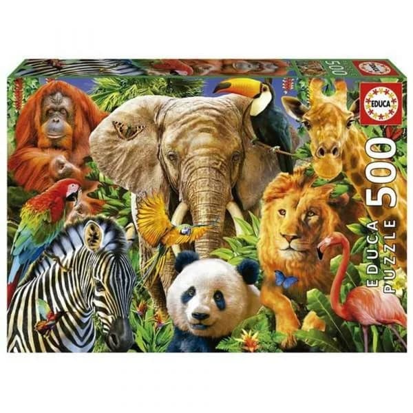 Educa Puzzle 500 Peças, Colagem de Animais Selvagens - 19550