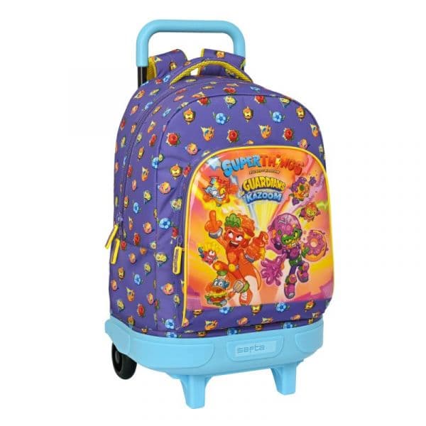 Mochila Escolar com Rodas SuperThings Guardians of Kazoom Roxo Amarelo (33 x 45 x 22 cm)