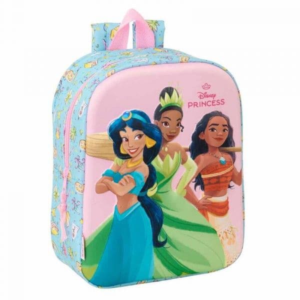Safta Mochila Princesas Disney 3D 27cm Azul