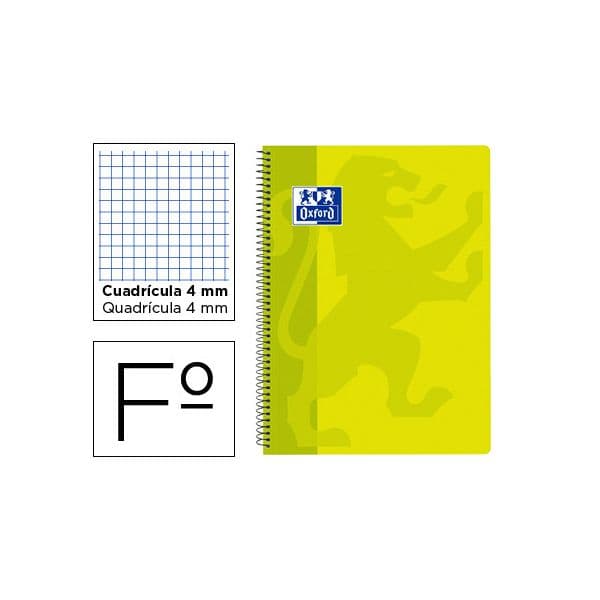 Oxford Caderno Espiral School Classic Capa Polipropileno 80 Fls Quadriculadas 4 mm Margem Lima