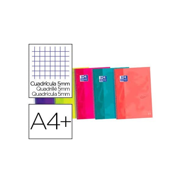 Oxford Caderno Espiral Ebook 5 Capa Extradura Din a4+ 120 F Quadricula 5 mm Cores Sortidas Touch