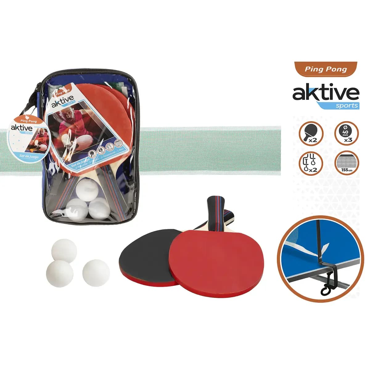 Aktive Sports - Conjunto em Bolsa de Ping Pong