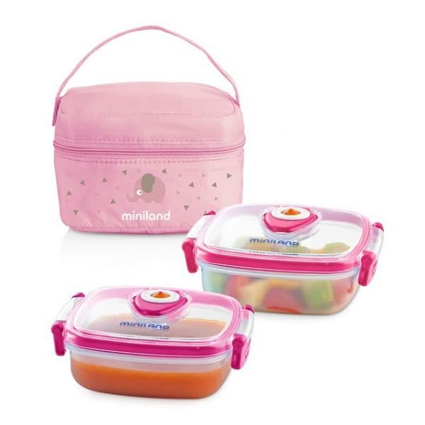 Miniland Conjunto de 2 Recipientes Hermifresh Rosa