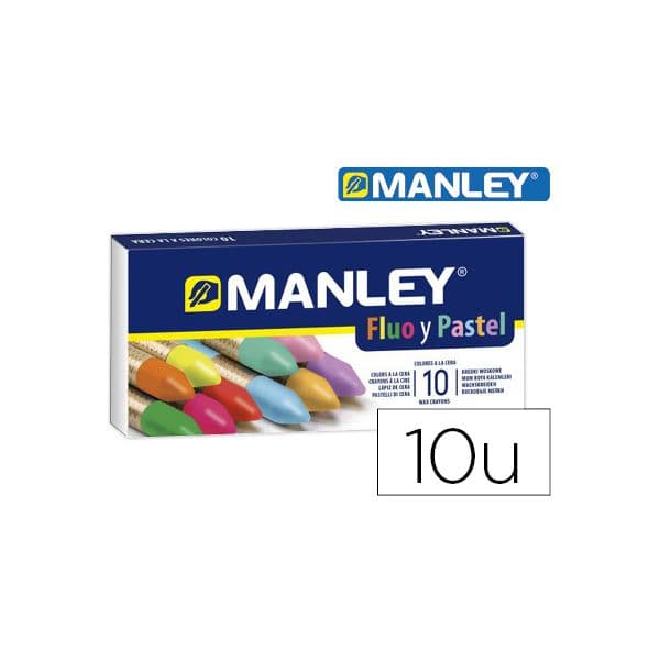Manley Caixa de Lápis de Cera Fluor e Pastel Sortido 10 un.