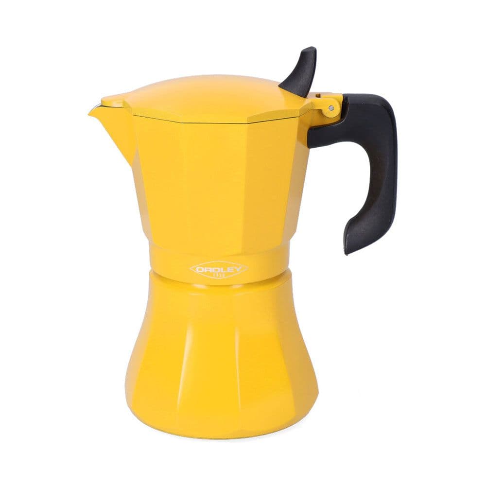 CAFETEIRA DE ALUMÍNIO DE 9 CHÁVENAS MOD: ´´PETRA´´ COR MOSTARDA