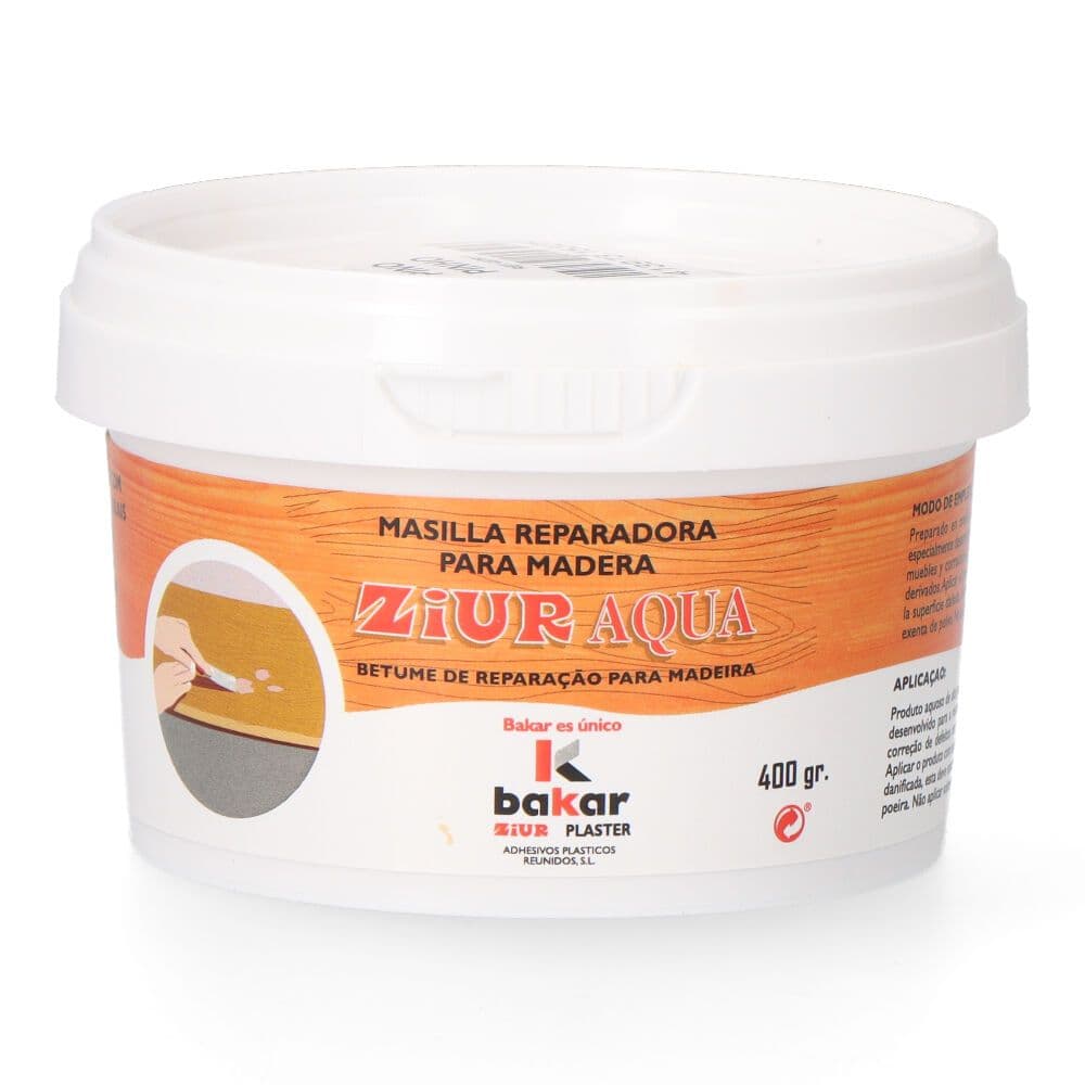 MASSA DE REPARAÇÃO DE MADEIRA ZIUR AQUA 400 GR. COR PINHO