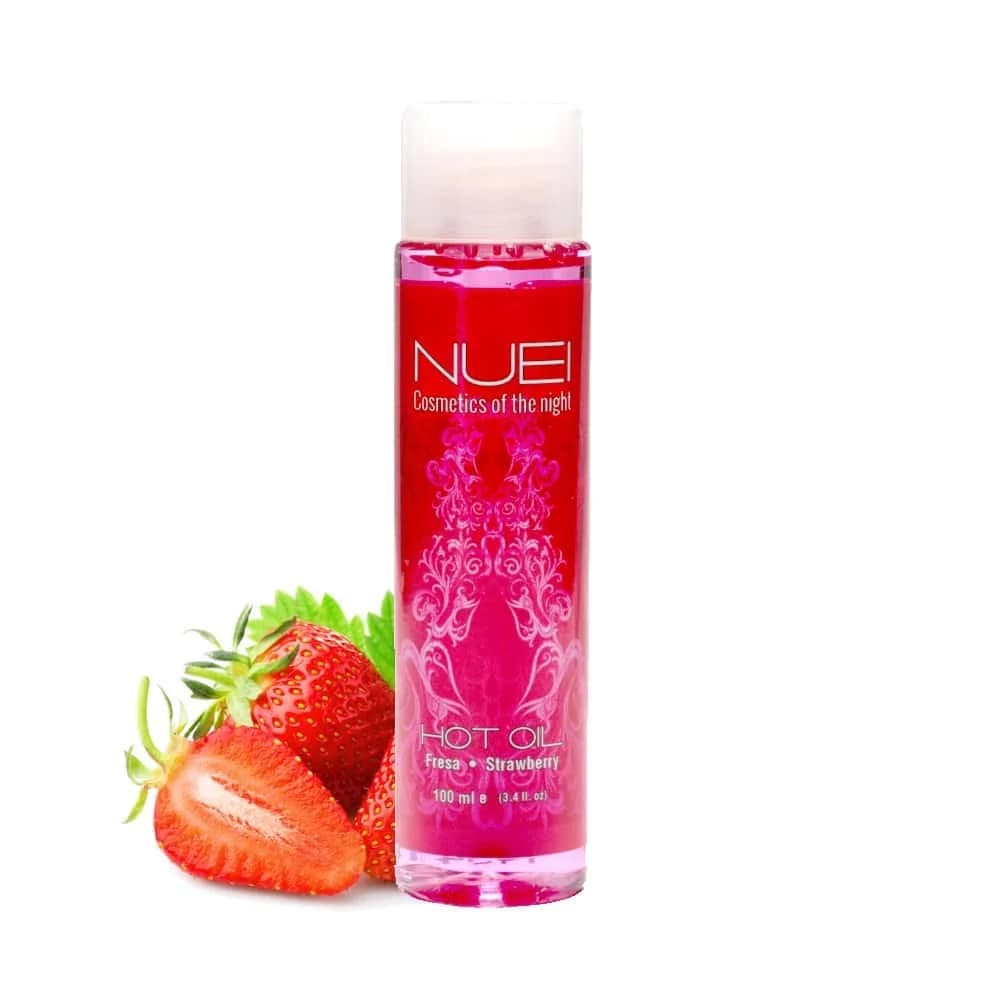 Óleo de Massagem C/ Efeito Calor Morango Hot Oil Nuei (100 ml)