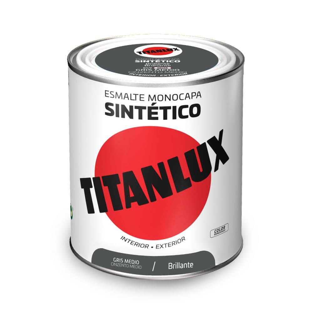 ESMALTE SINTÉTICO MONOCAPA BRILHANTE CINZENTO MÉDIO 750ML TITANLU
