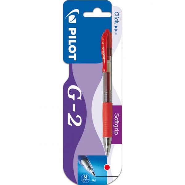 Pilot Blister G-2 Caneta Esferográfica de Tinta de Gel Retrátil Vermelha