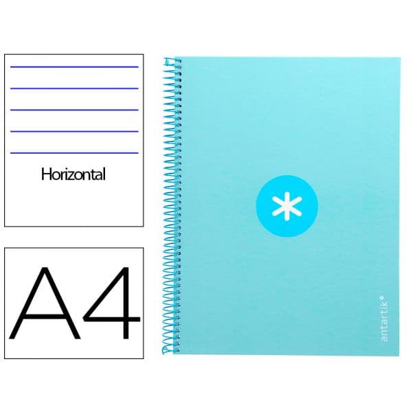 Antartik Caderno Espiral Din A4 Capa Forrada 80f 90 Gr Pautado 1 Banda 4 Furos Celeste