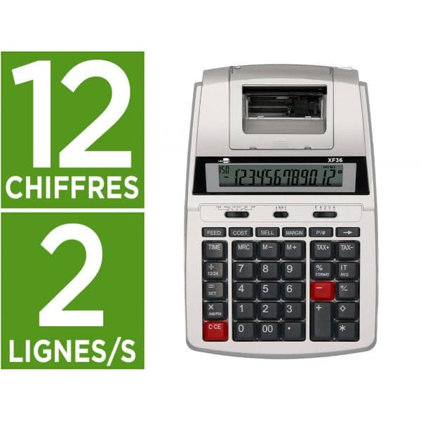 Calculadora LiderPapel com Impressora Ecrã Papel 12 Dígitos Impressão Bicolor Branco
