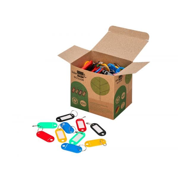 LiderPapel Chaveiro Porta-Etiquetas Ecouse, Plástico Reciclado, Pack 100 Unidades, Cores Sortidas, LW01