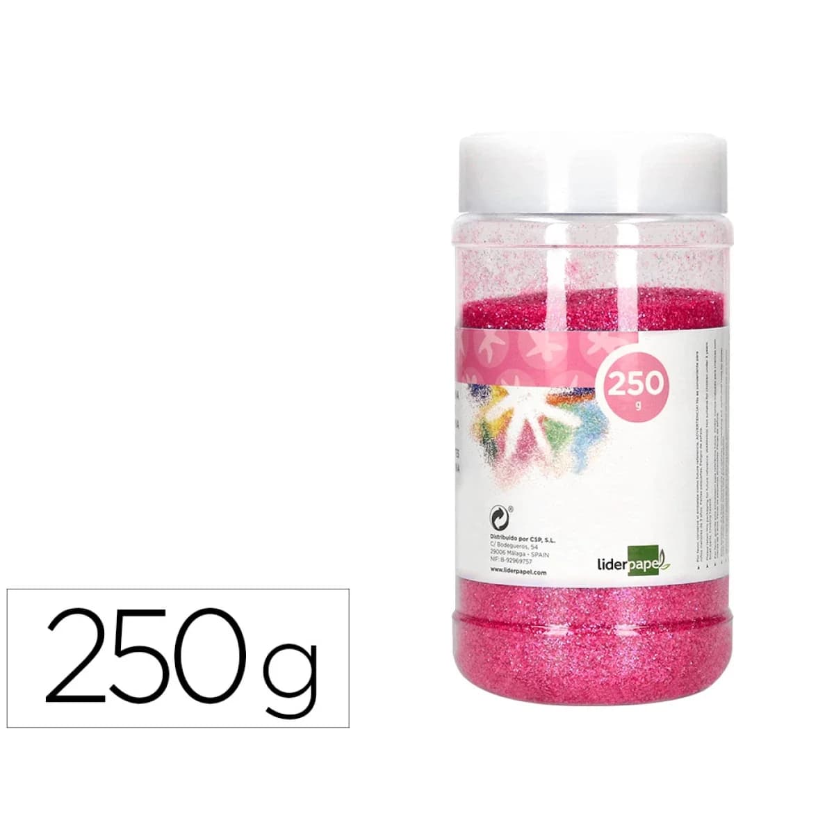Purpurina liderpapel fantasia cor rosa pastel metalizado frasco de 250 gr