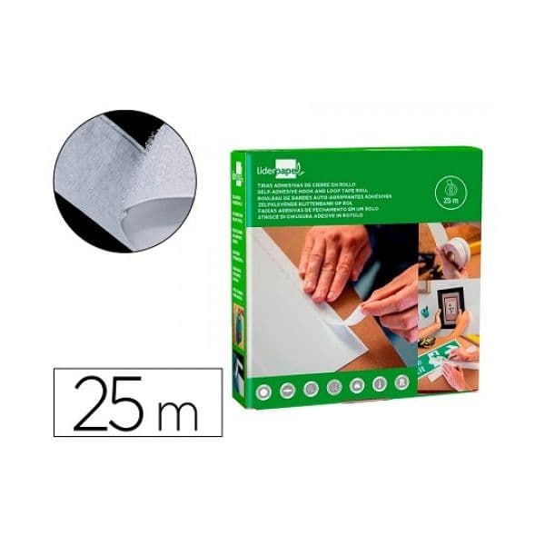 Liderpapel Fita Adesiva Velcro Branca 20mm x 25m