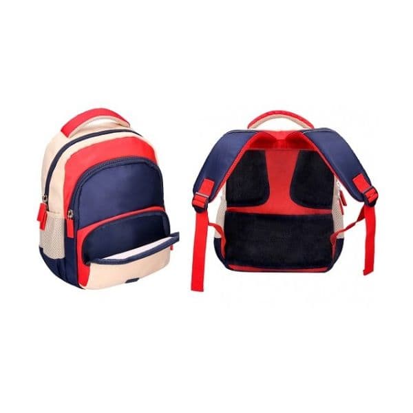 LiderPapel Mochila Escolar Multibolso Infantil 35cm Azul Marinho/Vermelho/Bege