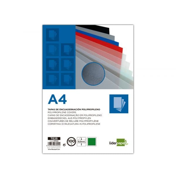 LiderPapel Capa Encadernação Polipropileno DIN A4 0.5mm Opaca Verde 7042