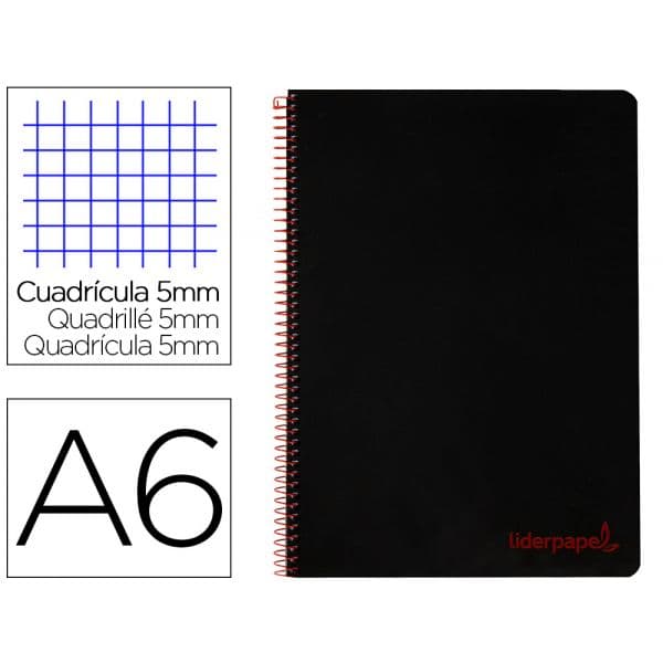 Liderpapel Caderno Quadriculado A6 Espiral 120 Folhas Preto