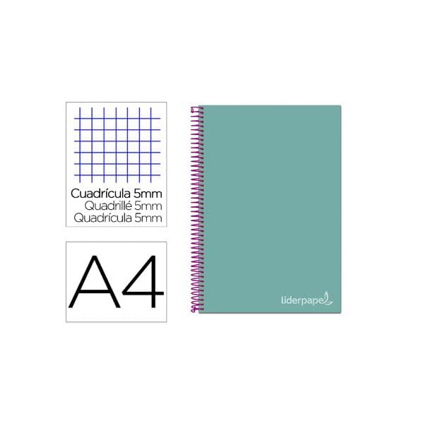 LiderPapel Caderno Quadriculado A4 Espiral 140 Folhas Turquesa