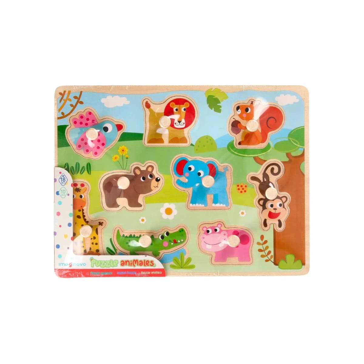 Puzzle infantil liderpapel madeira animais +18 meses 9 pecas 30×22,5×1,5cm