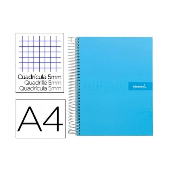 LiderPapel Caderno Quadriculado A4 Espiral 120 Folhas Celeste