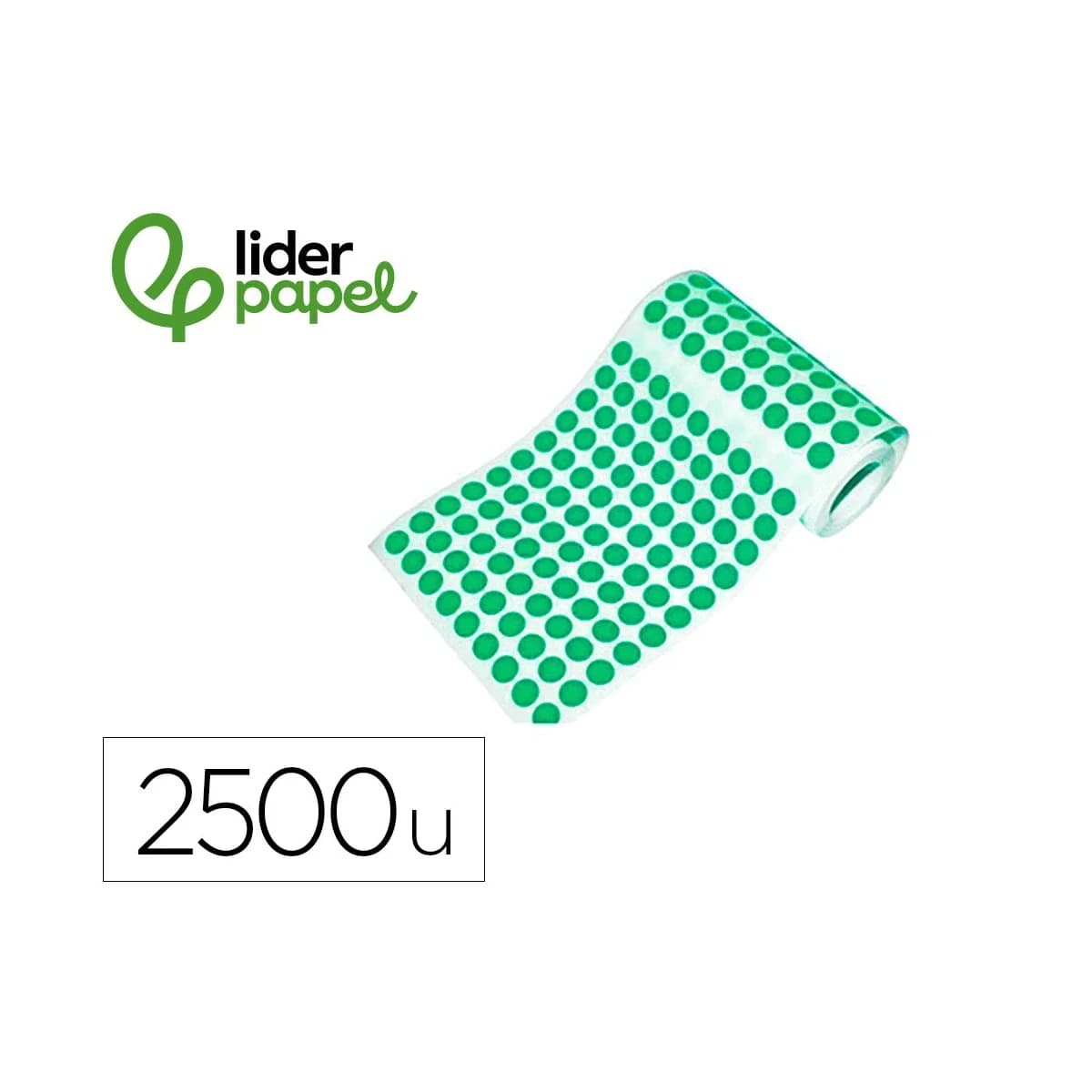 Etiquetas escolar liderpapel autoadesivas circulos 15 mm verde rolo de 2500 unidades em caixa de cartao