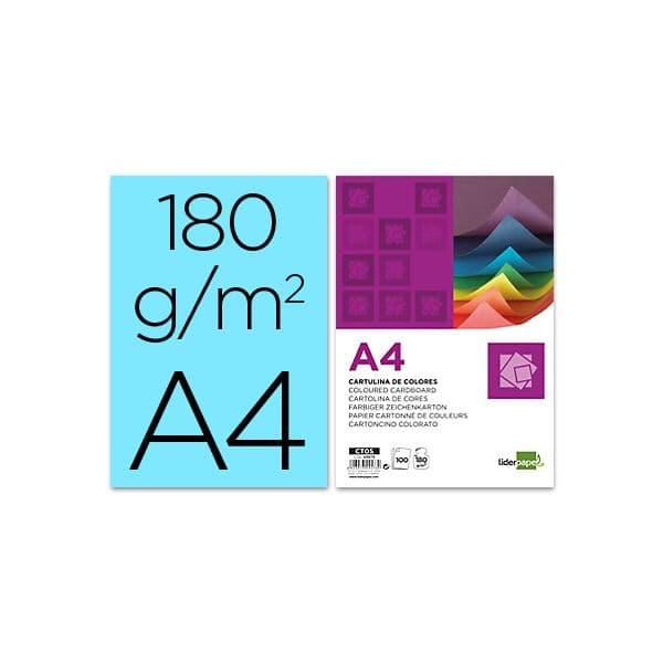 LiderPapel 100 Fls Cartolina A4 180g/mì Azul Celeste - CT08