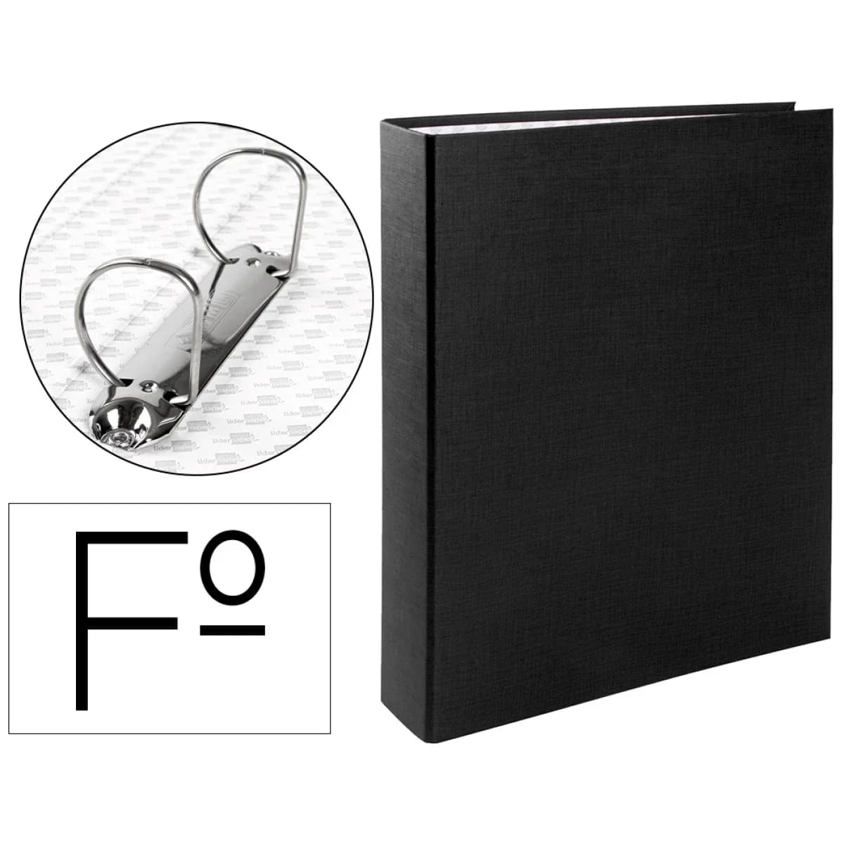 Capa liderpapel 2 aneis 40 mm cartao forrado paper folio preta