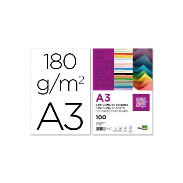 LiderPapel 100 Fls Cartolina A3 180g/mì Branco - CD01