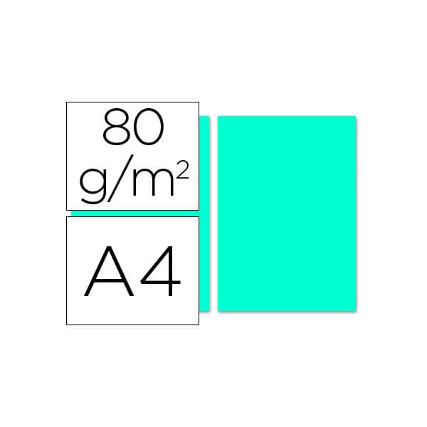 LiderPapel Resma 100 Fls Papel Cor Din A4 80g Turquesa - PC60