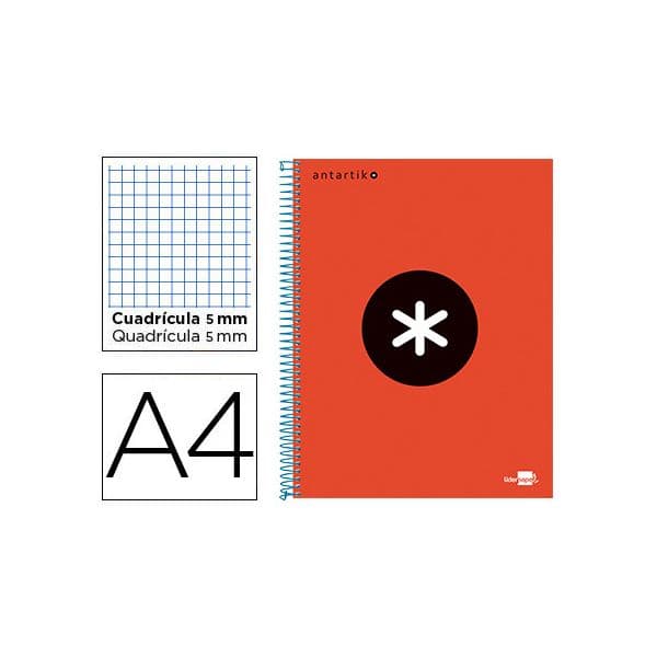 Liderpapel Caderno Espiral A4 Micro Antartik Capa Forrada 120F 100G Quadriculado 5mm Vermelho - OFF074583CE