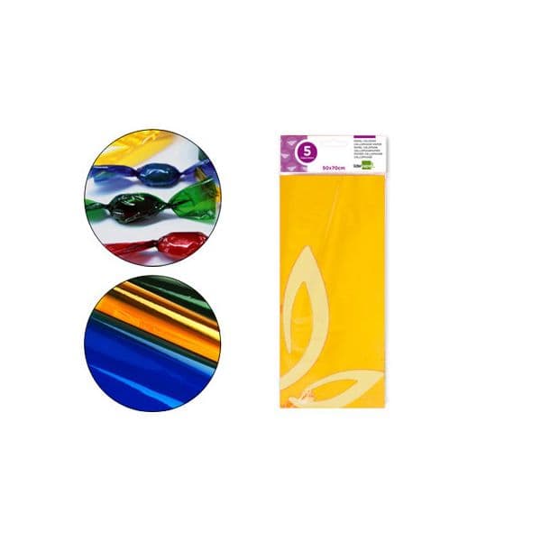 Liderpapel Papel Celofane 50X70 CM 22G/M2 Amarelo 5Fls