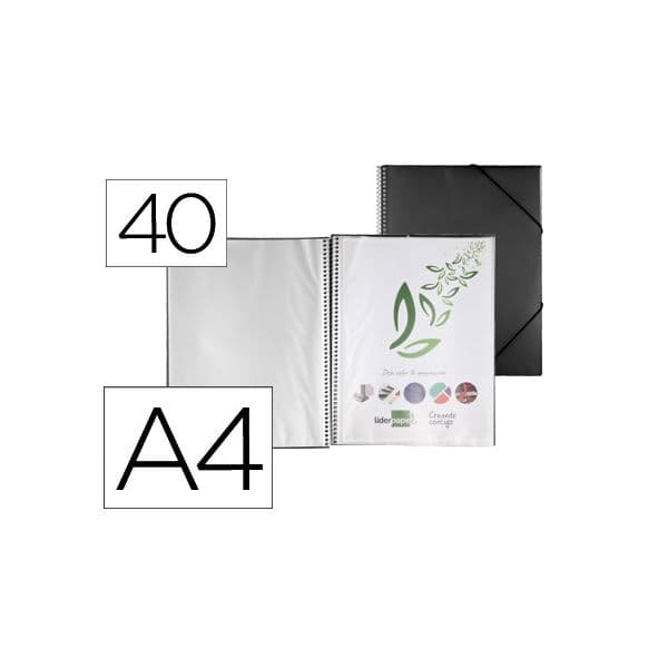 Liderpapel Capa Catálogo PP A4 Espiral 40 Bolsas Preto - EC32