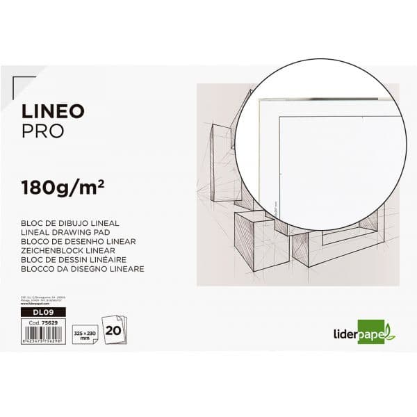 LiderPapel Bloco de Desenho Lineal 230x325mm 180gr 20 Folhas