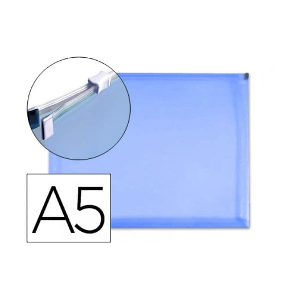 Liderpapel Bolsa Envelope Plástico A5 c/ Fecho Eclair Azul 10 Un. - L37583