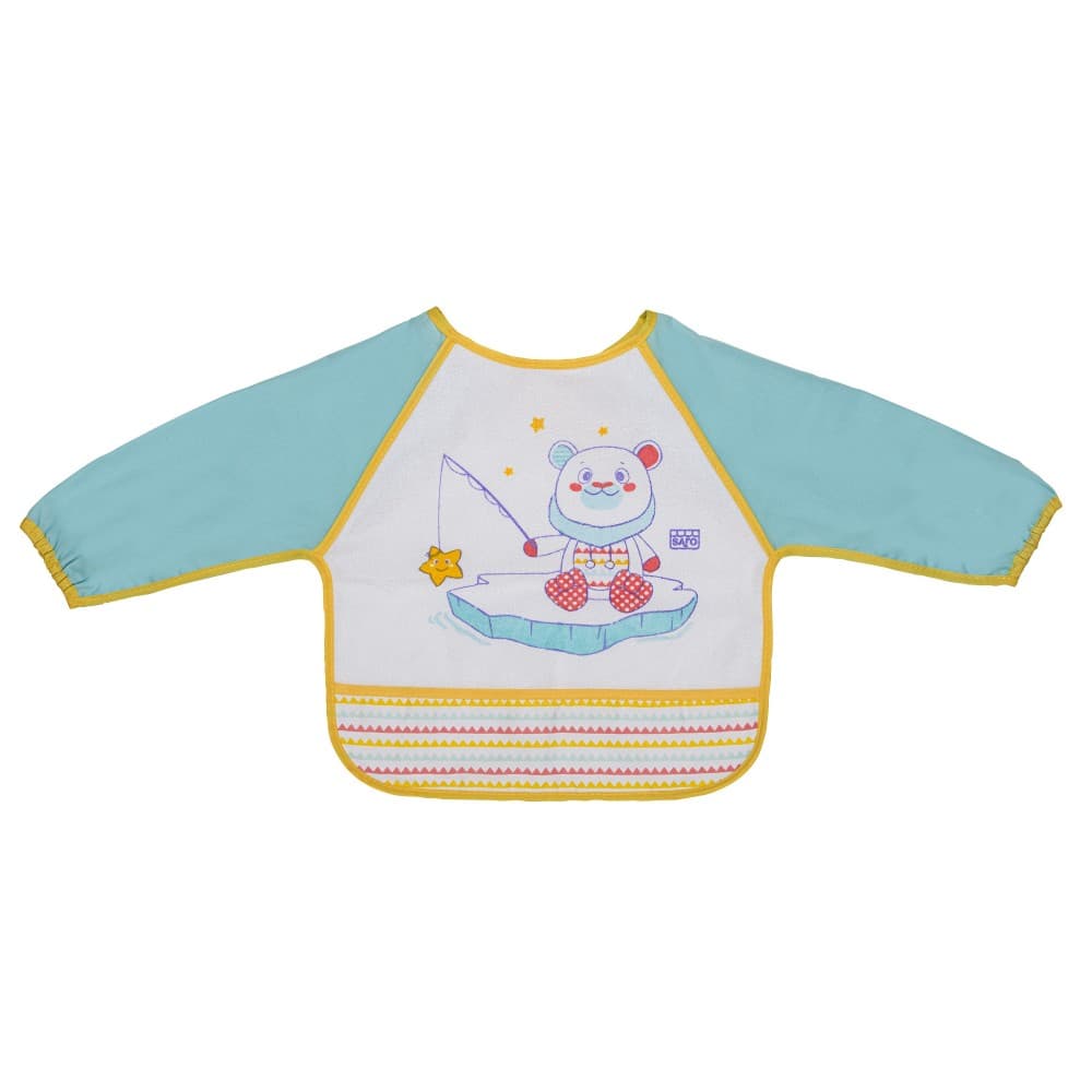Babete com mangas e bolsa Saro Bear White