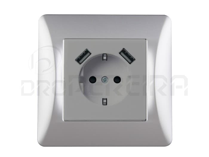 S-EMPOT.ONLEX TITANIO BASE ENCHUFE + 2USB