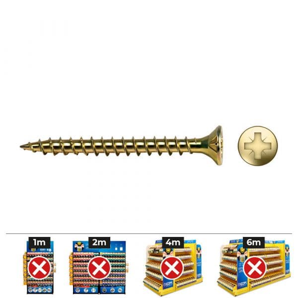 Celo Parafusos Madeira Velox/Vlox Rosca Completa Cabeça Escareada PZ2 Bicromatado Ø4,5x40mm