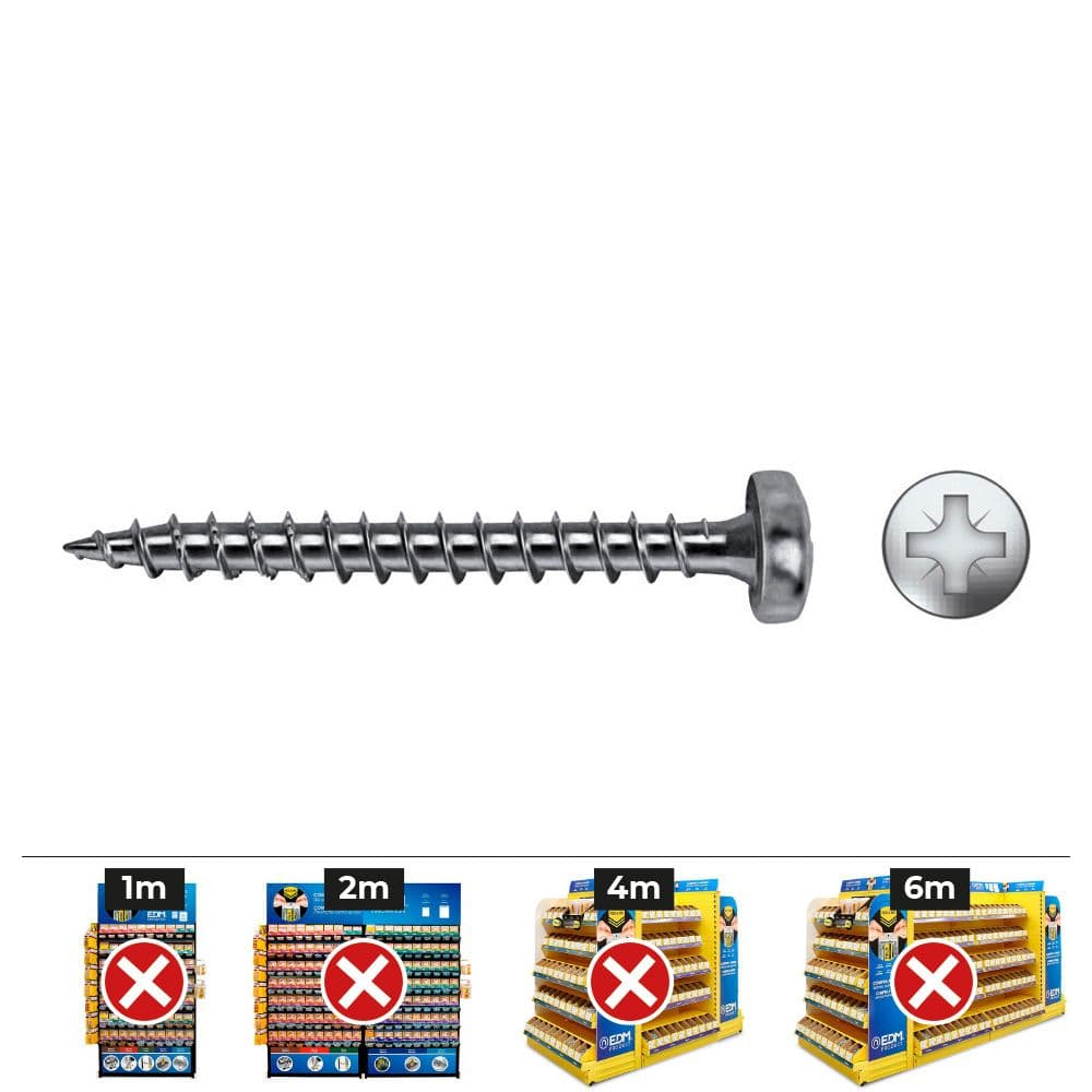 Celo Parafuso Madeira VLOX B Rosca Completa PZ Ø 2,5 x 15 mm Zincado Caixa 1000 Unidades