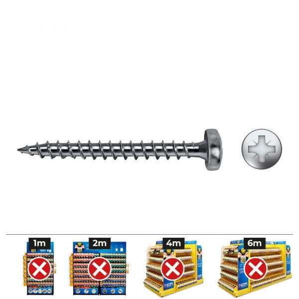 Celo Parafusos para Madeira Velox B, Rosca Completa, PZ2, Ø4,5x25 mm, Zincado, 500 Unidades