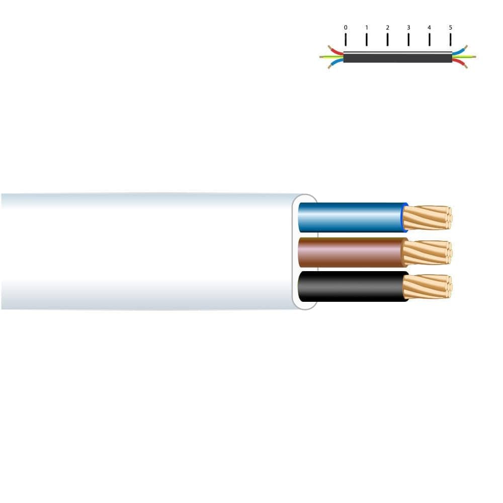EDM 28091 Cabo Elétrico Plano Áudio 3x1mm 10m Branco