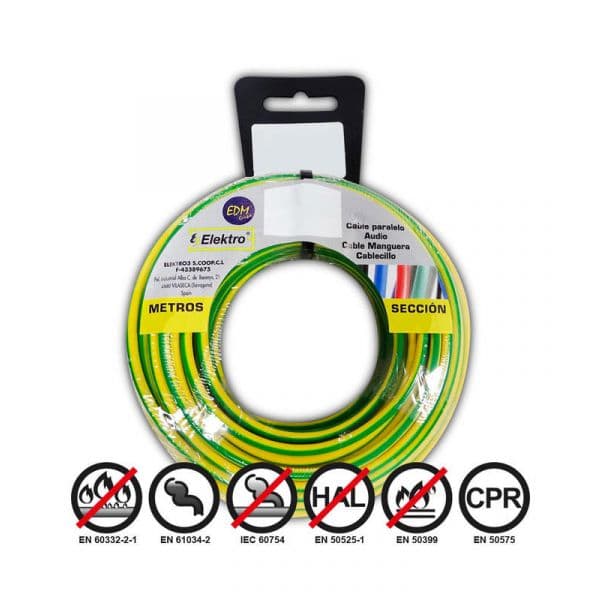 EDM Fio Elétrico Flexível 1,5Mm Bicolor 20Mts Libre de Hal
