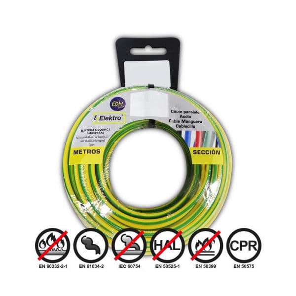 EDM Fio Elétrico Flexível 4Mm. Bicolor 50Mts Libre de Haló