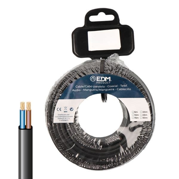 EDM Cabo Plano Paralelo 2x2.5mm 06/1kV Preto 10m
